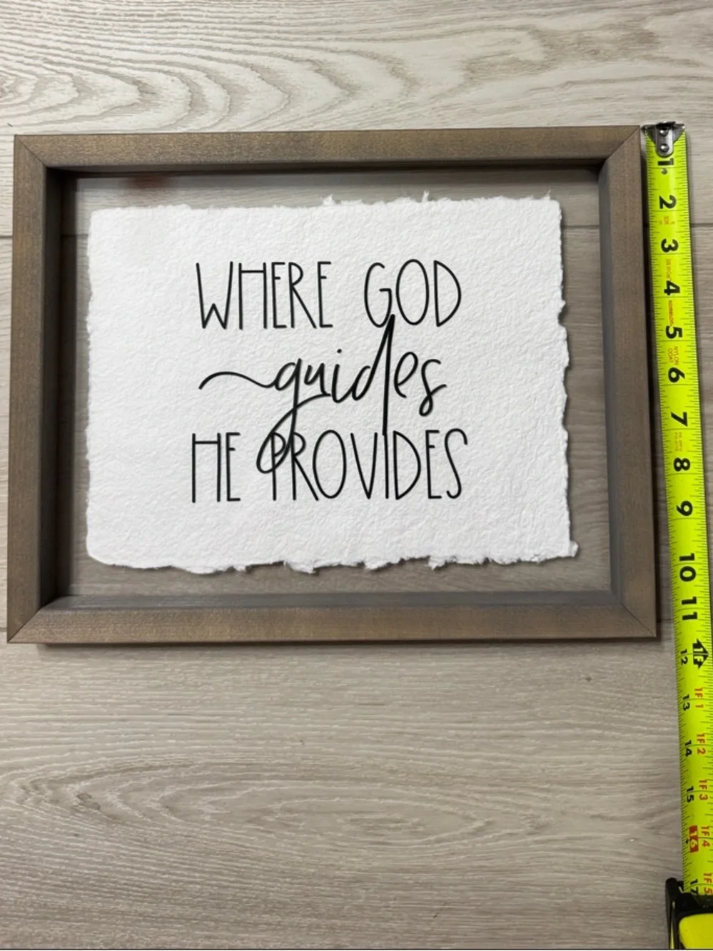 NWT-Rustic Brown Framed 'Where God Guides He Provides' Wall Art